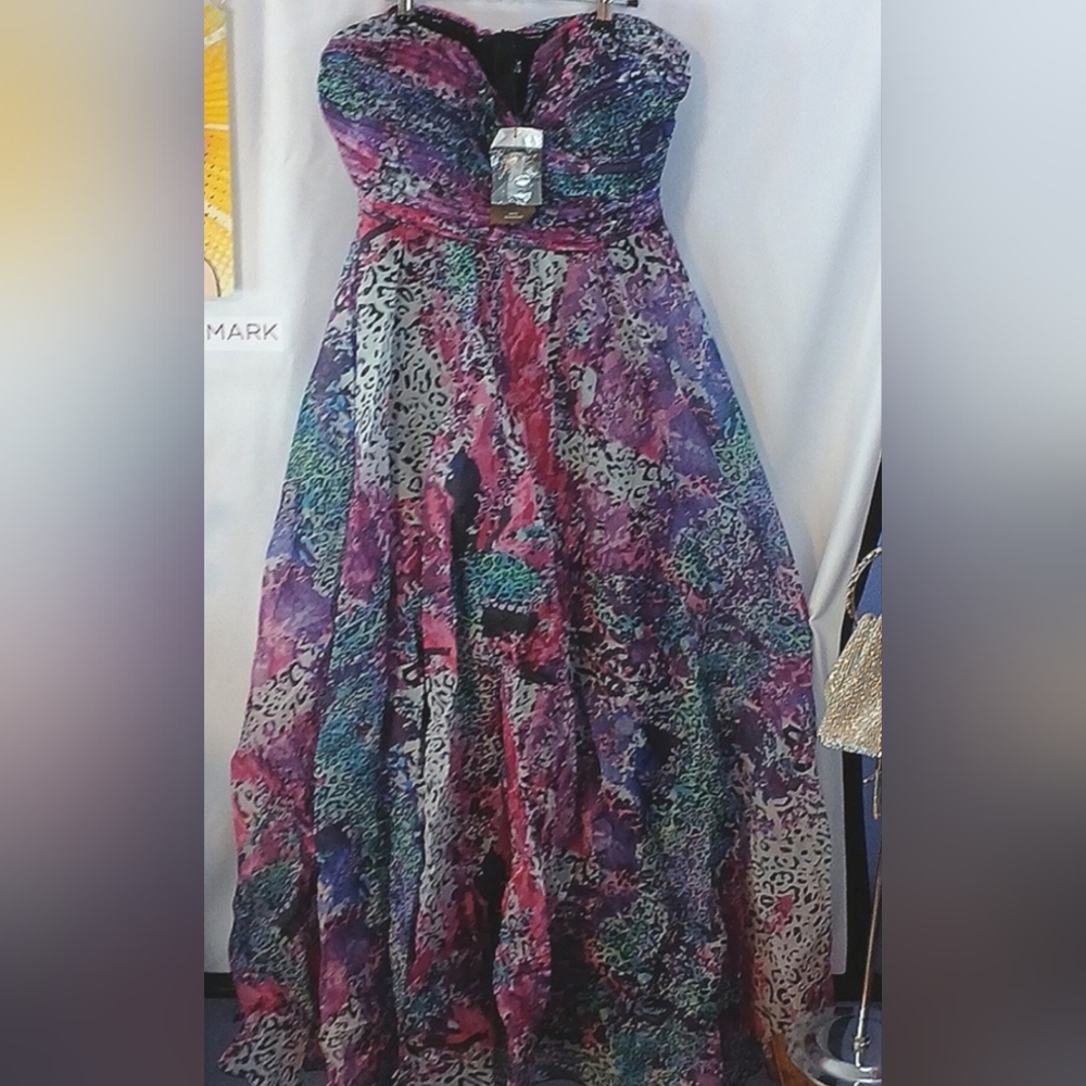 Maxi Tiered Dress in Purple and Pink for Cocktail